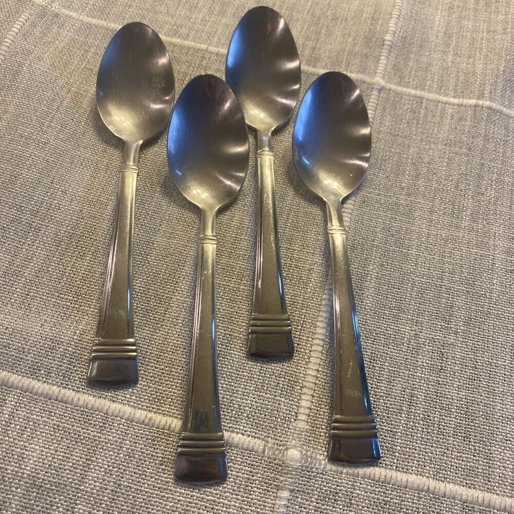 Wallace Zenith Frost Stainless Flatware TEASPOONS 6-3/8" Spoons- Set Of 4